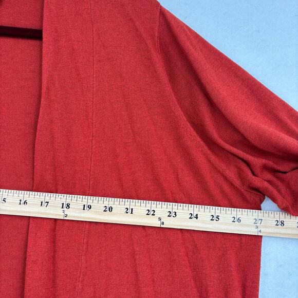 Susan Graver Cardigan Sweater Size 2X Rust Red Tunic Cascade Front Long Sleeve - Picture 6 of 8